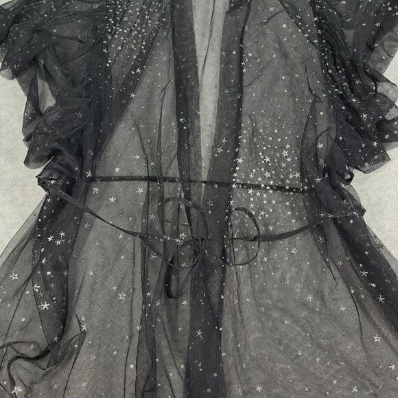 Victorias Secret Sheer Glitter Star Robe M-L Long Cruise Bling Black - Picture 6 of 9